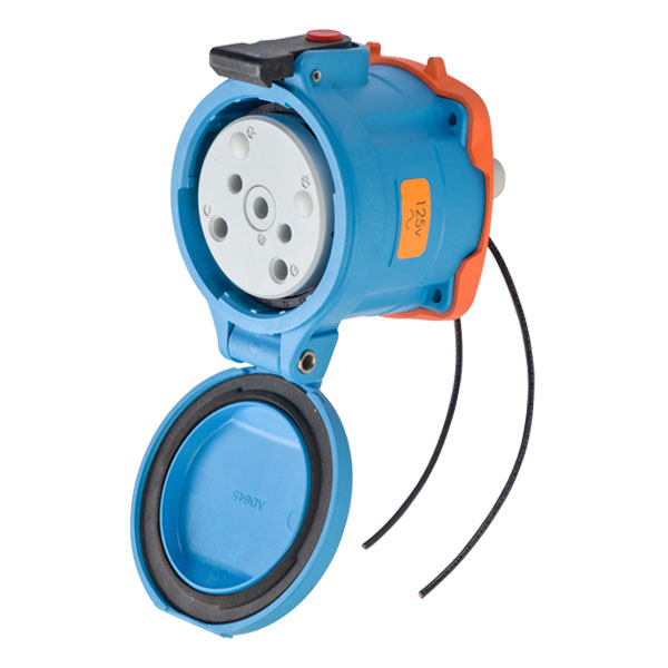31-64175-K07-972-4X - DR100 RECEPTACLE POLY BLUE SIZE 4 TYPE 4X 1P+N+G 100A 125 VAC 60 Hz +2 AUX TYPE 4X WATERTIGHTNESS